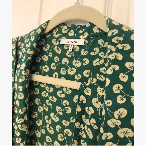 Ganni Dalton Crepe Dress Verdant Green 34 … - Picture 4 of 6